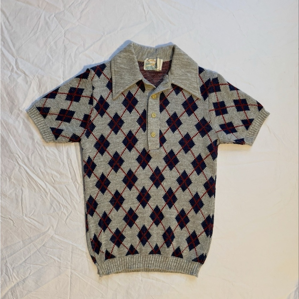 Tundra Gray and Blue Argyle Polo Shirt